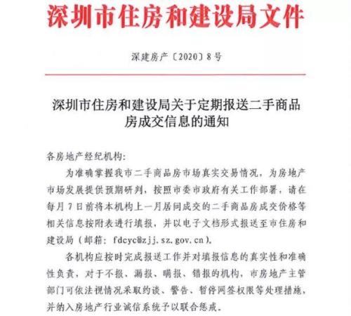 深圳楼市监管再升级！中介每月需上报二手房成交信息，业主抱团涨价或成历史